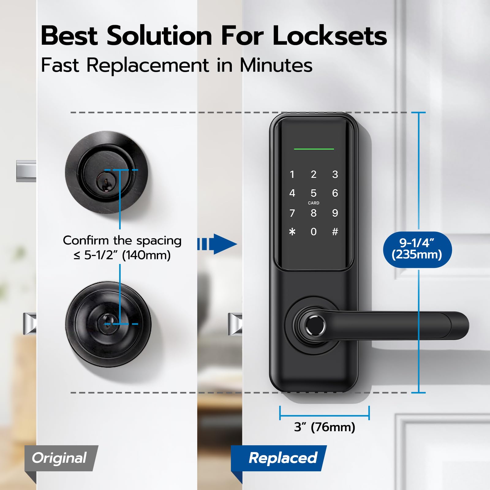 Smart Door Lock with Handle & Camera, WiFi Fingerprint Keyless Entry, Digital Keypad Passcode Lock