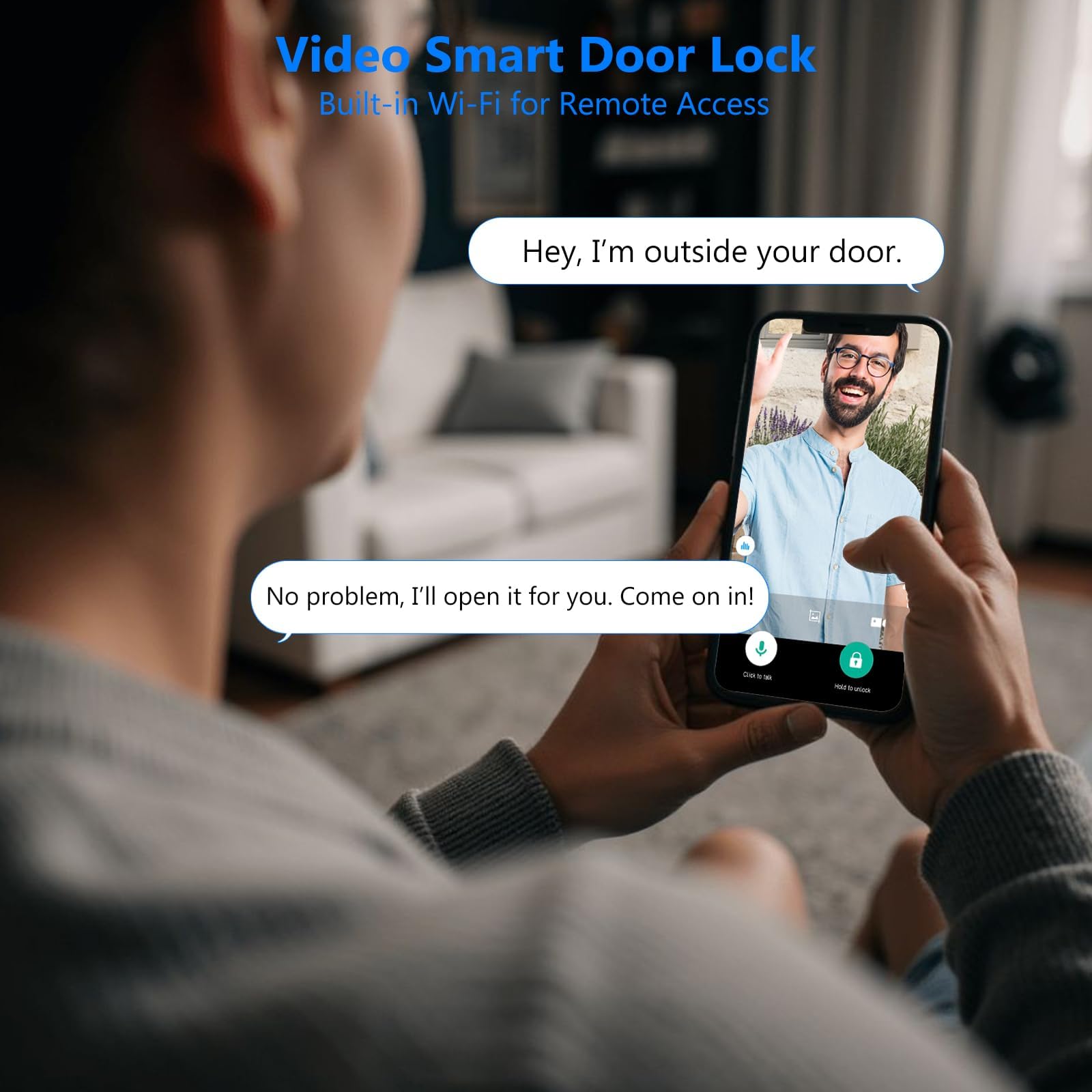 Video Smart Door Lock with Doorbell & Camera, Fingerprint Keypad Handle Lock, App Remote Keyless Entry Deadbolt for Office
