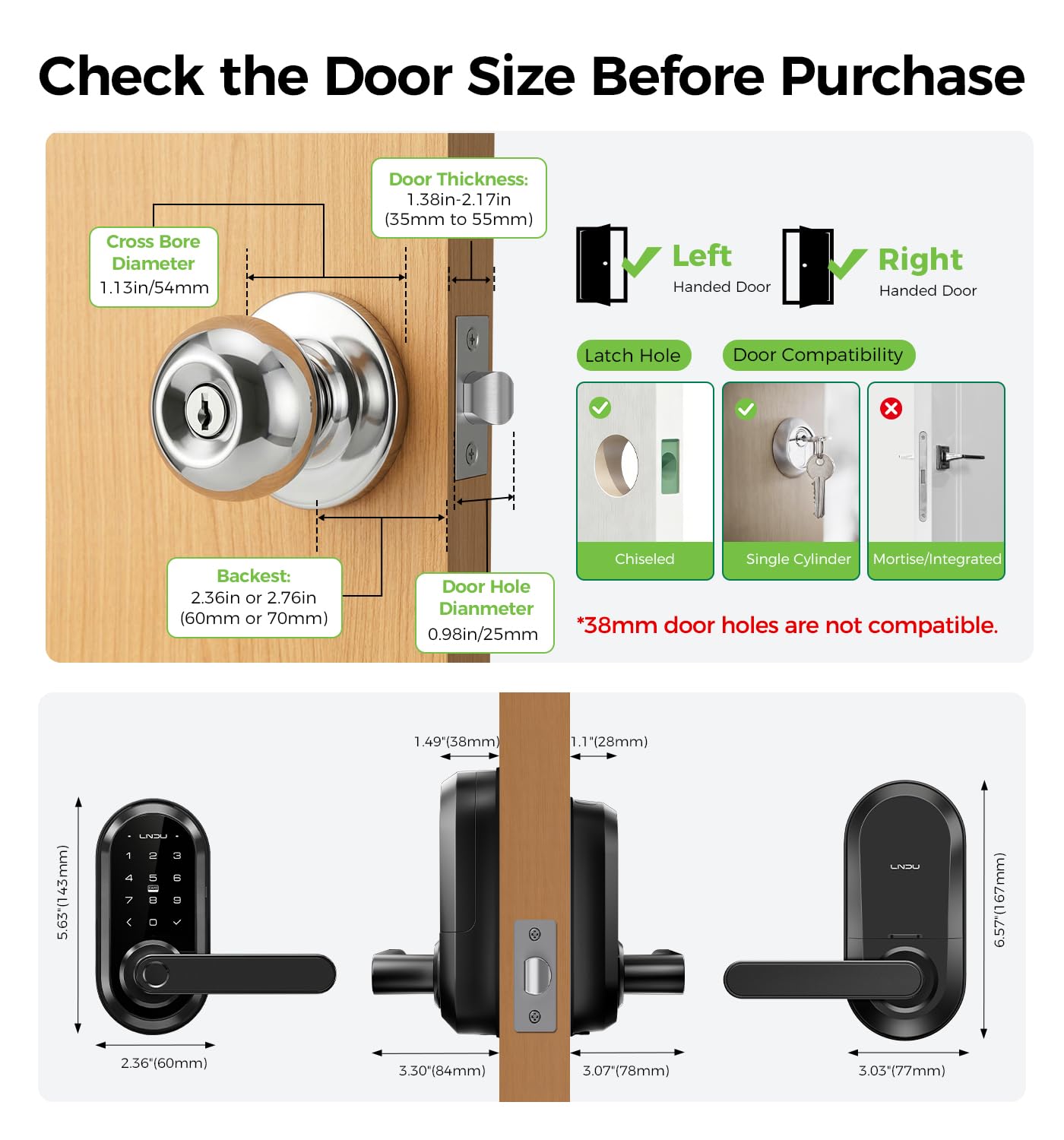WiFi Keypad Handle Smart Door Lock with Fingerprint & Voice Control