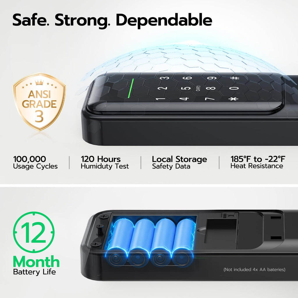 Smart Door Lock with Handle & Camera, WiFi Fingerprint Keyless Entry, Digital Keypad Passcode Lock
