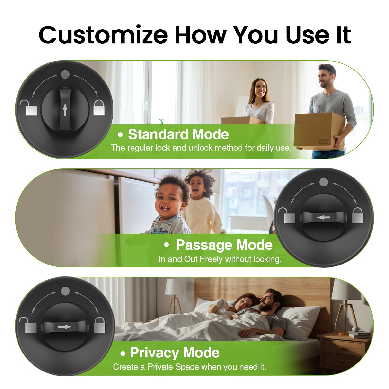 GHome Smart Door Knob Fingerprint Door Lock for Bedroom