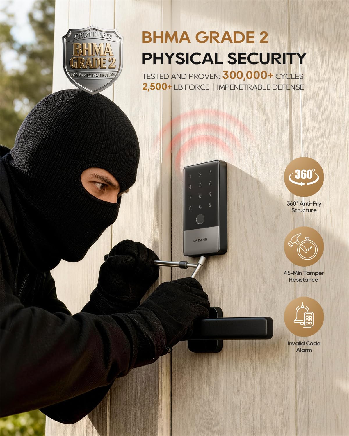 Smart Fingerprint Deadbolt Lock, WiFi Keyless Entry, App Control, Apple Home Alexa Google Compatible, Auto Unlock