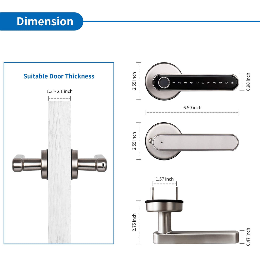 WiFi Fingerprint Smart Door Lock (TTLock App + Gateway Control)