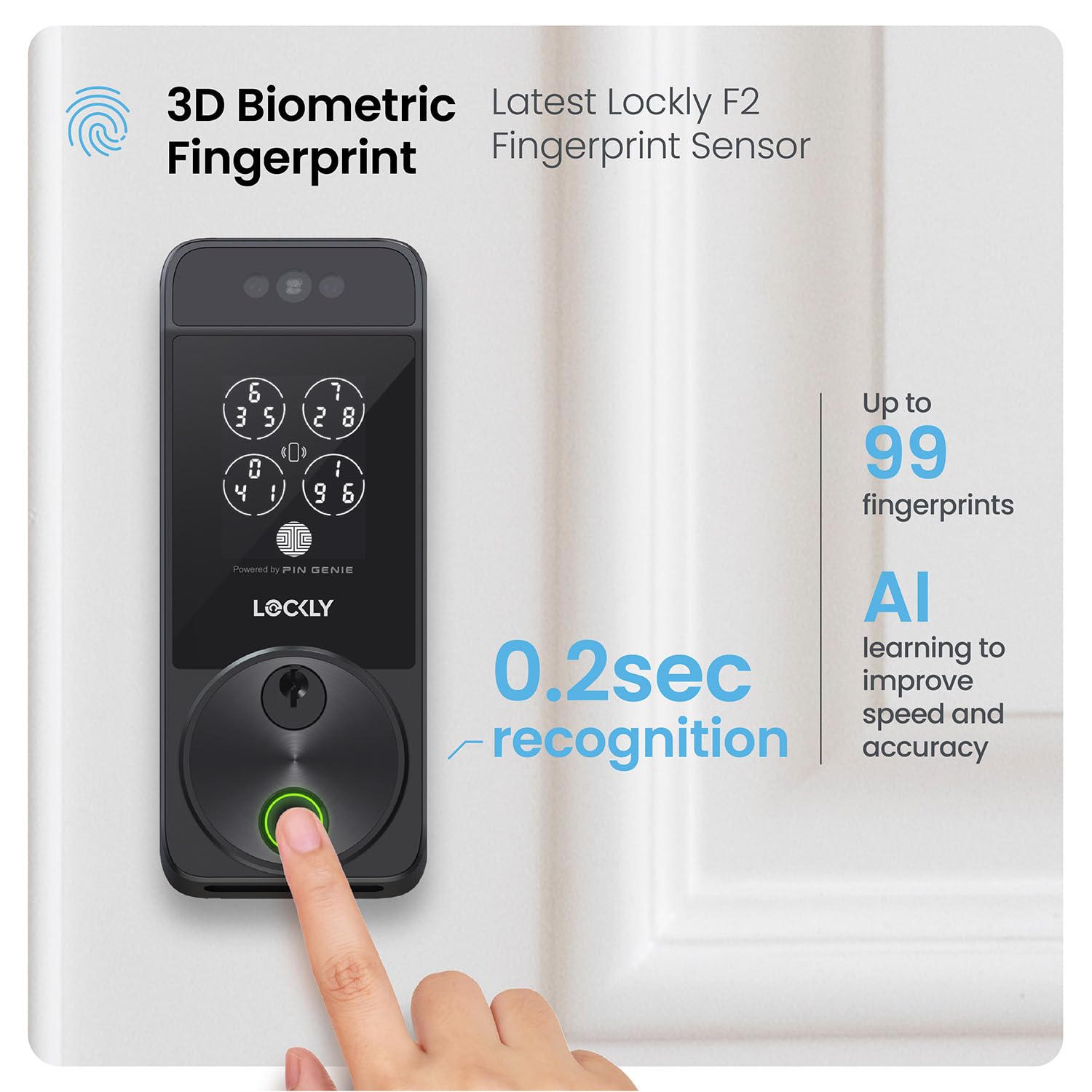 Smart Lock with Facial Recognition & Fingerprint Keyless Entry, WiFi Deadbolt, App Control, Keypad, Apple Home Key