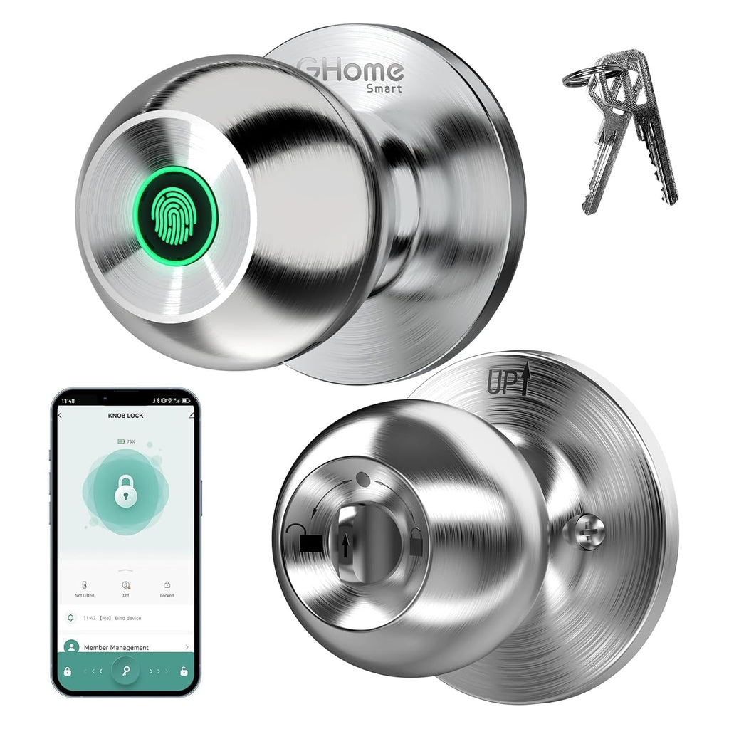 GHome Smart Door Knob Fingerprint Door Lock for Bedroom