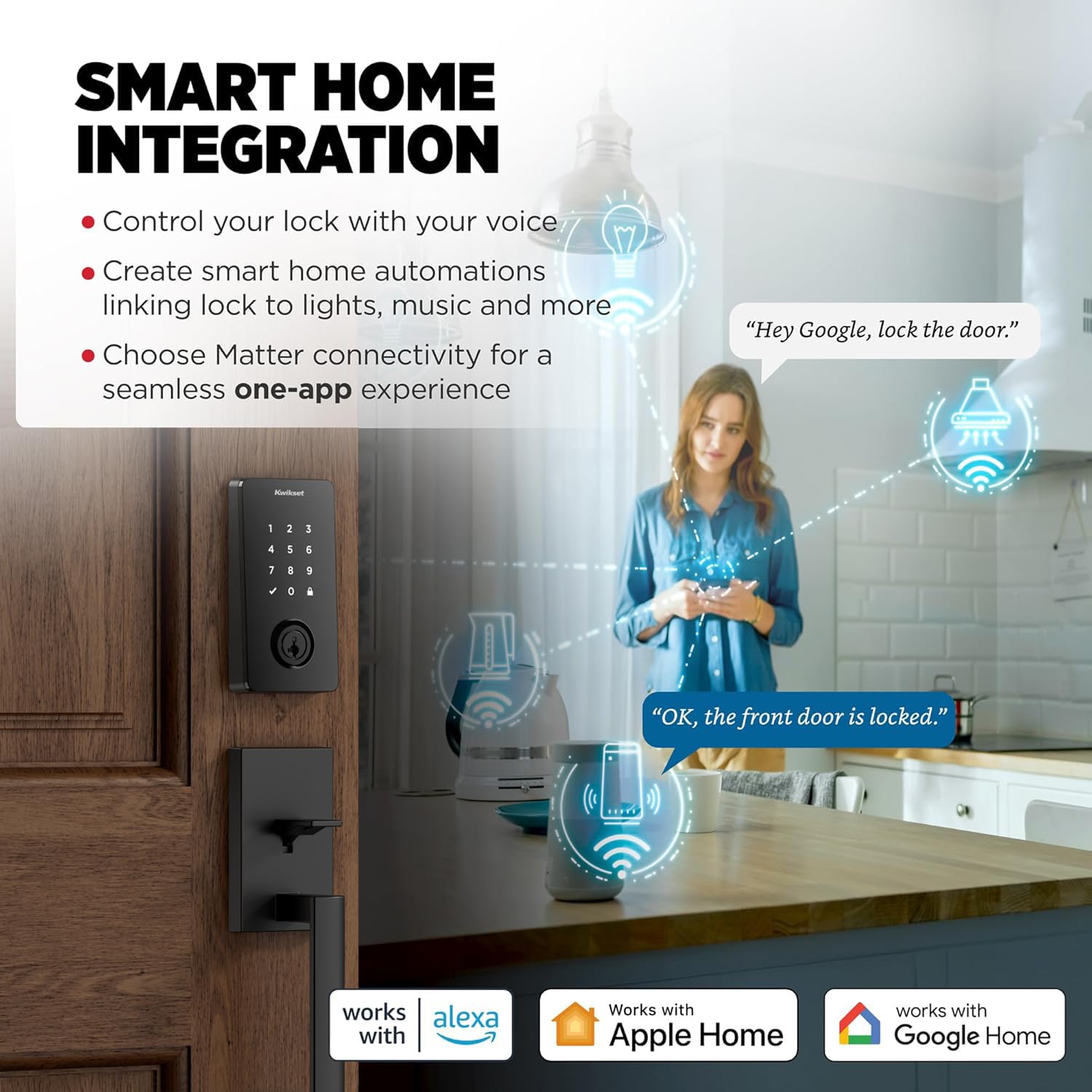 Smart WiFi & Matter Deadbolt Lock, Keyless Entry, App Control, Auto-Unlock, Easy Install