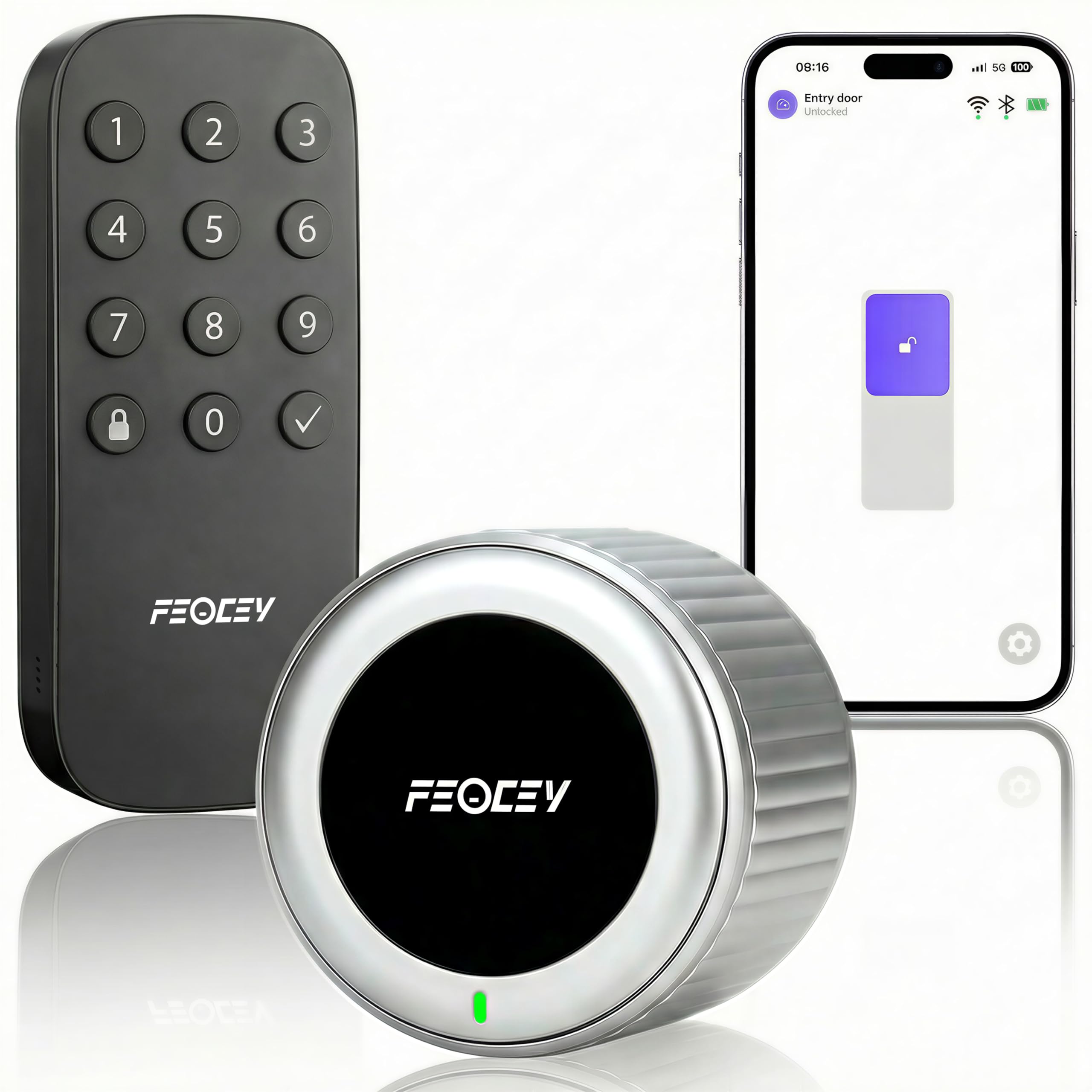 WiFi Retrofit Smart Deadbolt Lock (App & Keypad Control, Alexa Compatible)