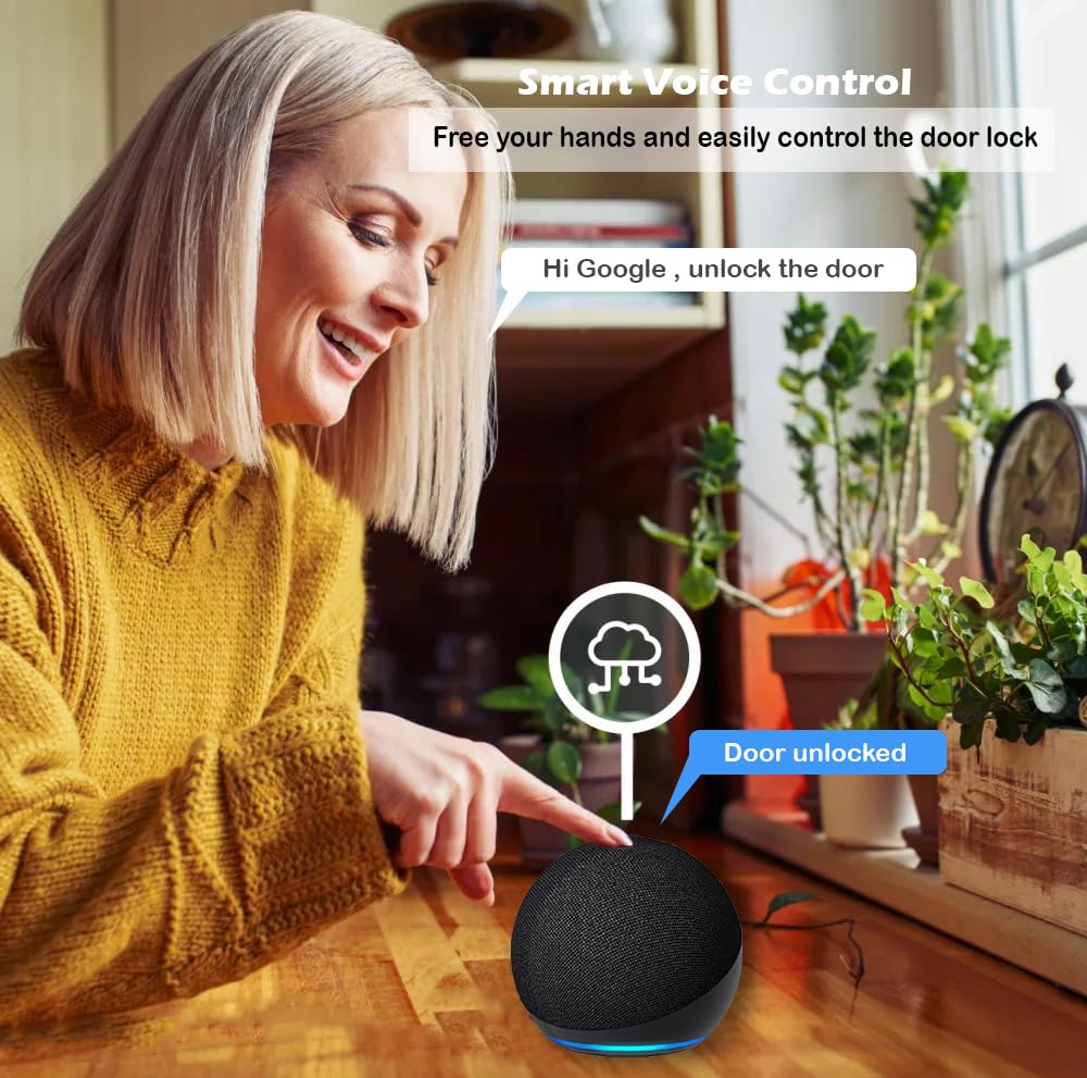 3D Face Recognition Smart Door Lock with Camera, Palm Vein Fingerprint Keyless Entry Deadbolt, App Control, Auto-Lock