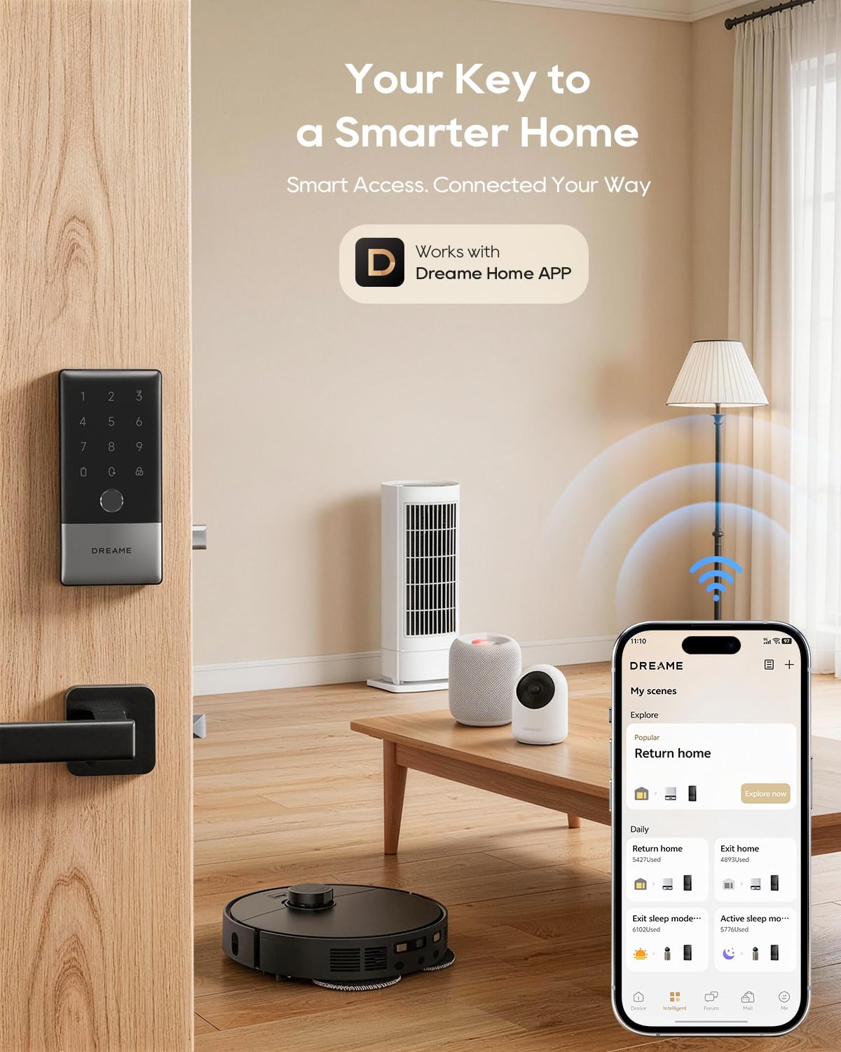 Smart Fingerprint Deadbolt Lock, WiFi Keyless Entry, App Control, Apple Home Alexa Google Compatible, Auto Unlock