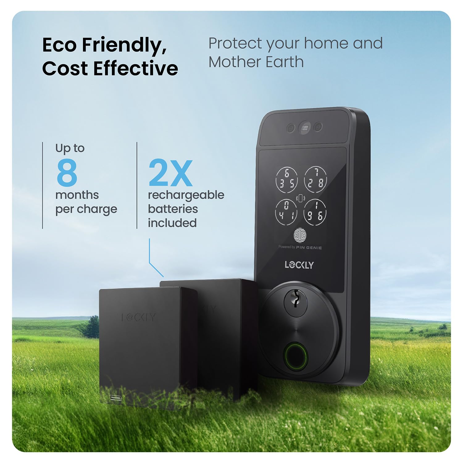 Smart Lock with Facial Recognition & Fingerprint Keyless Entry, WiFi Deadbolt, App Control, Keypad, Apple Home Key