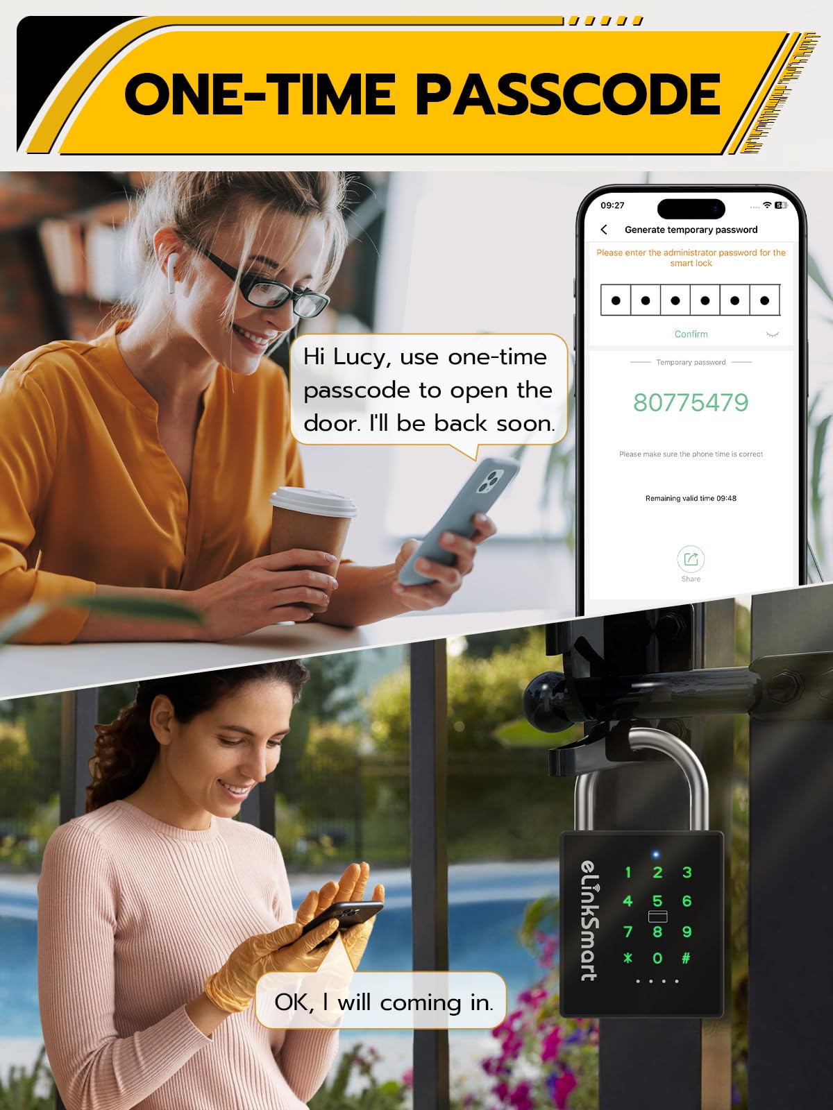 Heavy Duty Smart Padlock with Key Code & RFID, Biometric Keyless Lock for Gate, Shed, Fence, Garage & Storage Unit