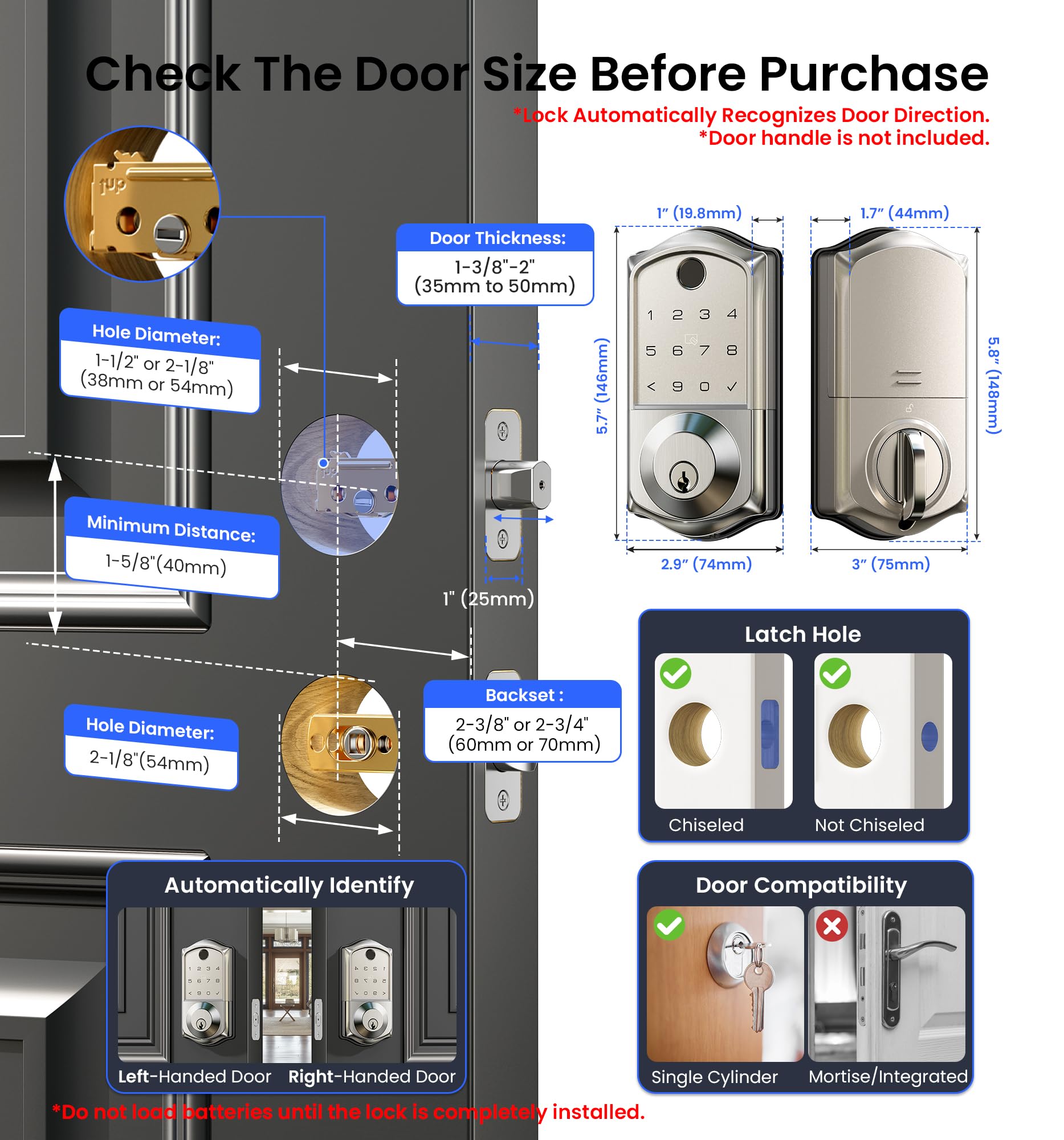 Fingerprint Smart Door Lock (7-in-1 Keyless Entry: App Control, Touchscreen, Auto Lock)