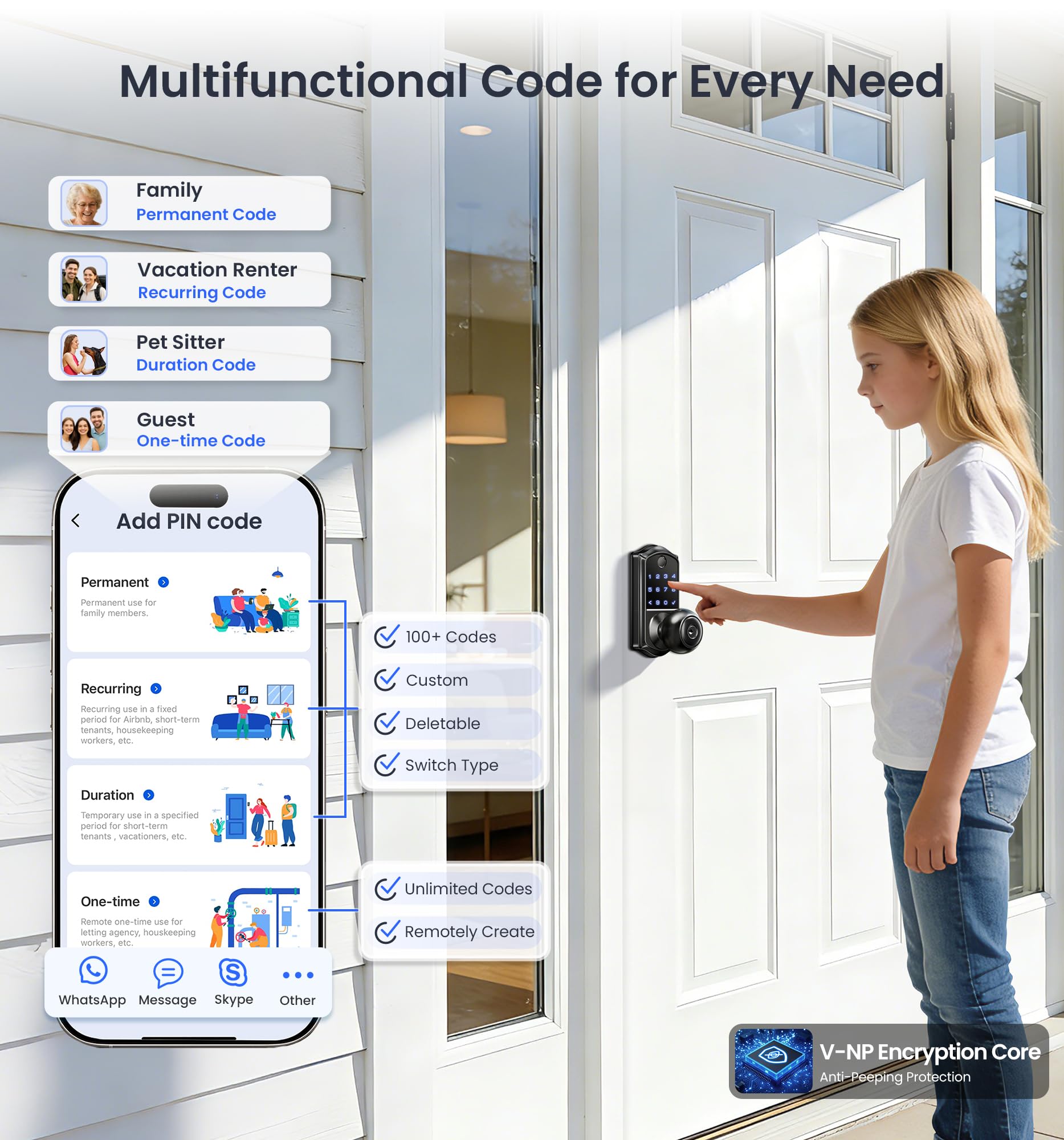 Fingerprint Smart Knob Handle Lock (App Control, Weatherproof)
