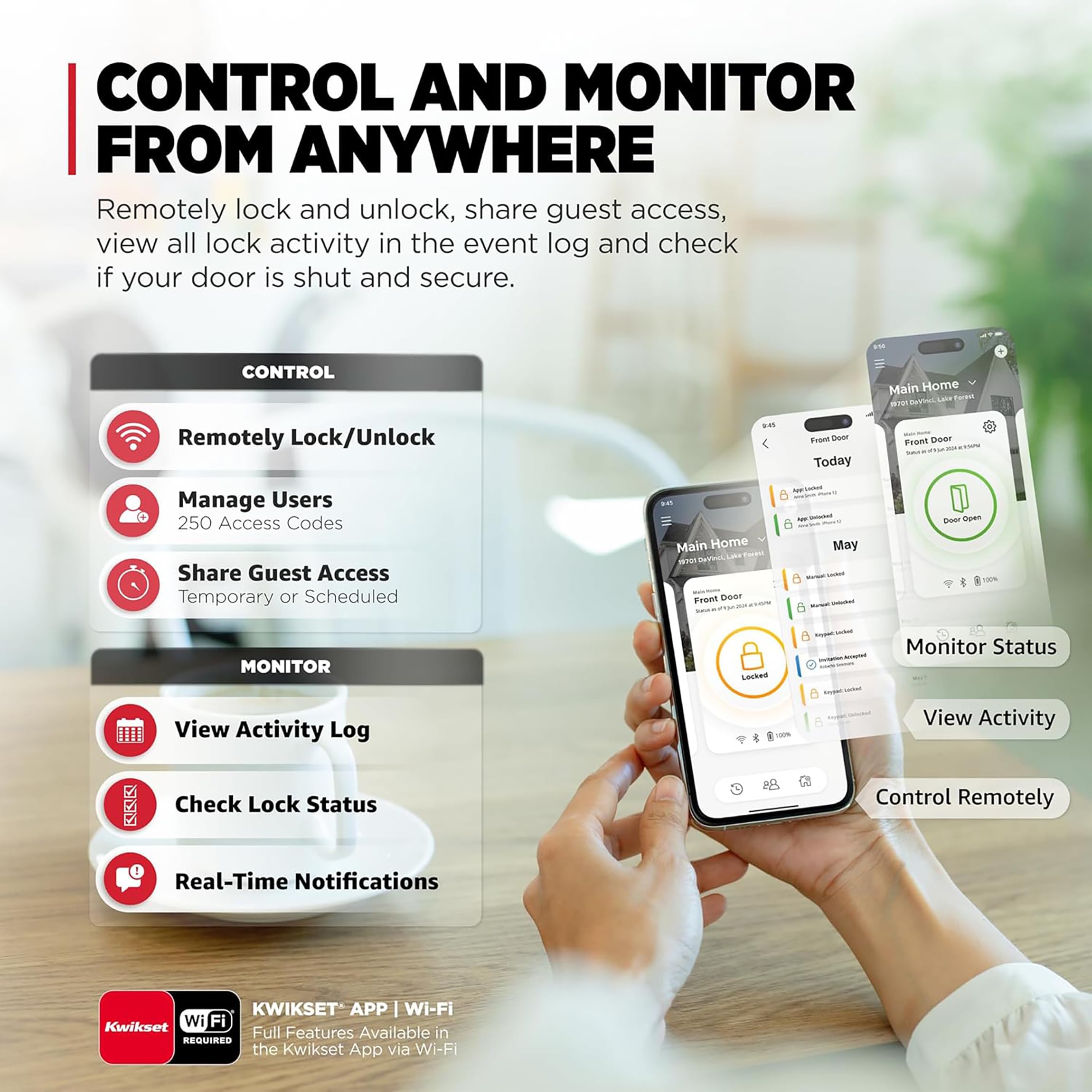 Smart WiFi & Matter Deadbolt Lock, Keyless Entry, App Control, Auto-Unlock, Easy Install