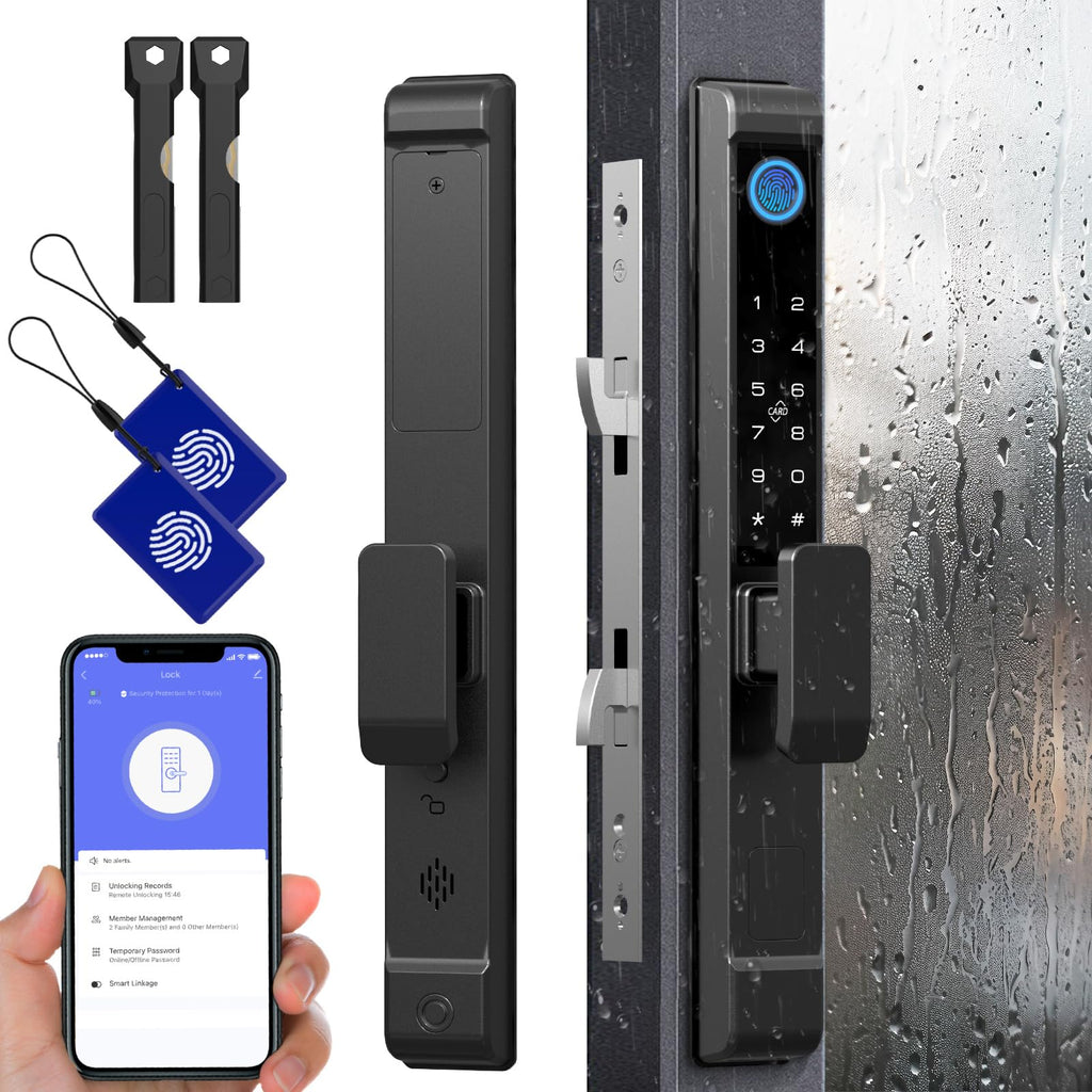 Sliding Glass Door Smart Lock (Fingerprint RFID Keypad App Control Handle Lock)