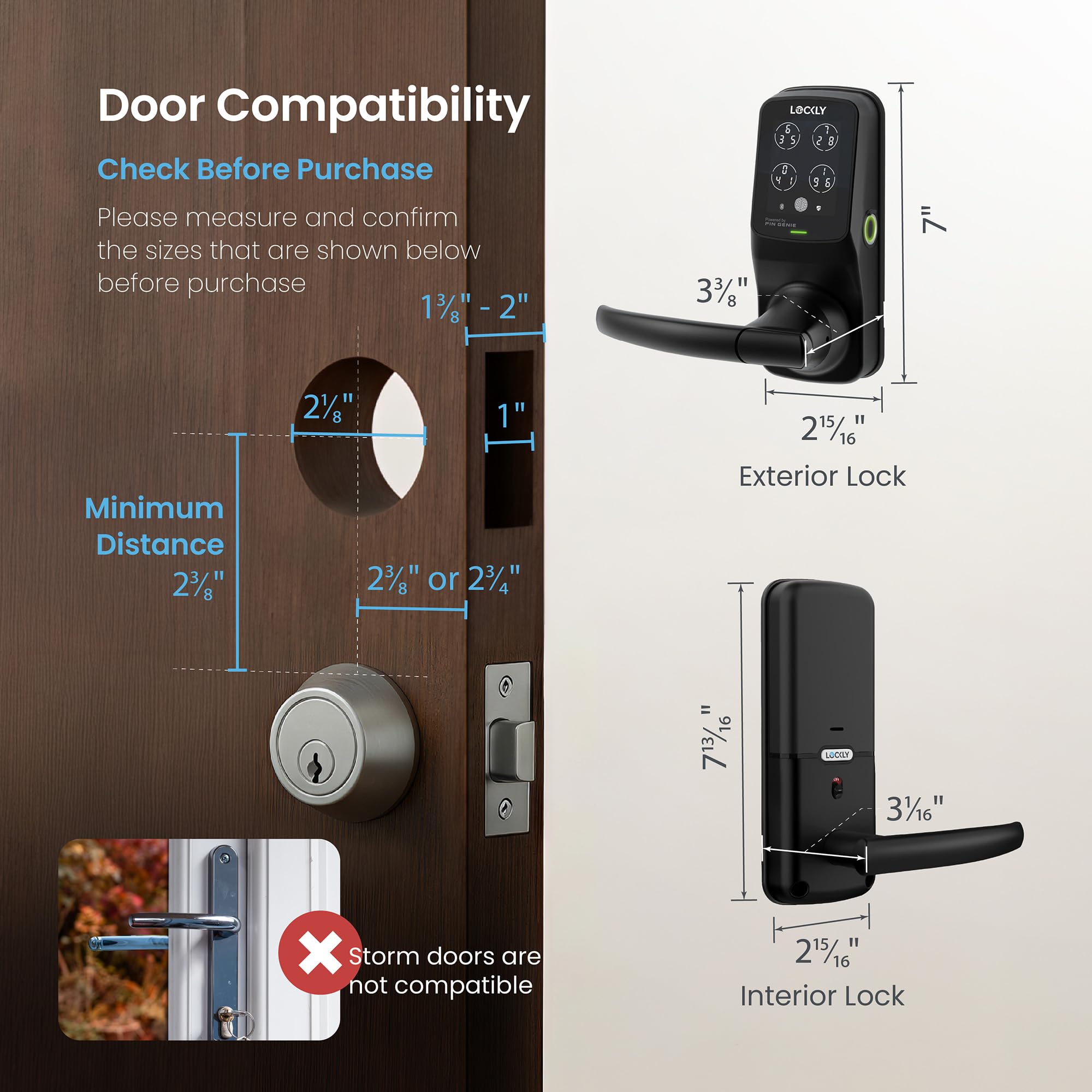 Biometric Keypad WiFi Smart Door Lock (Latch Edition)
