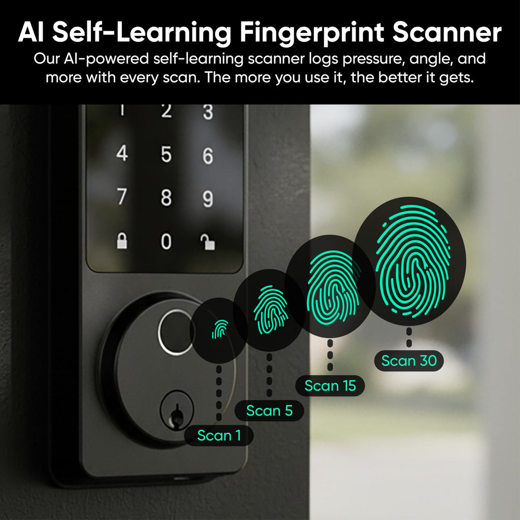 Palm Lock Fingerprint Smart Deadbolt, Keyless Entry WiFi Auto-Lock, AI Scanner App Control