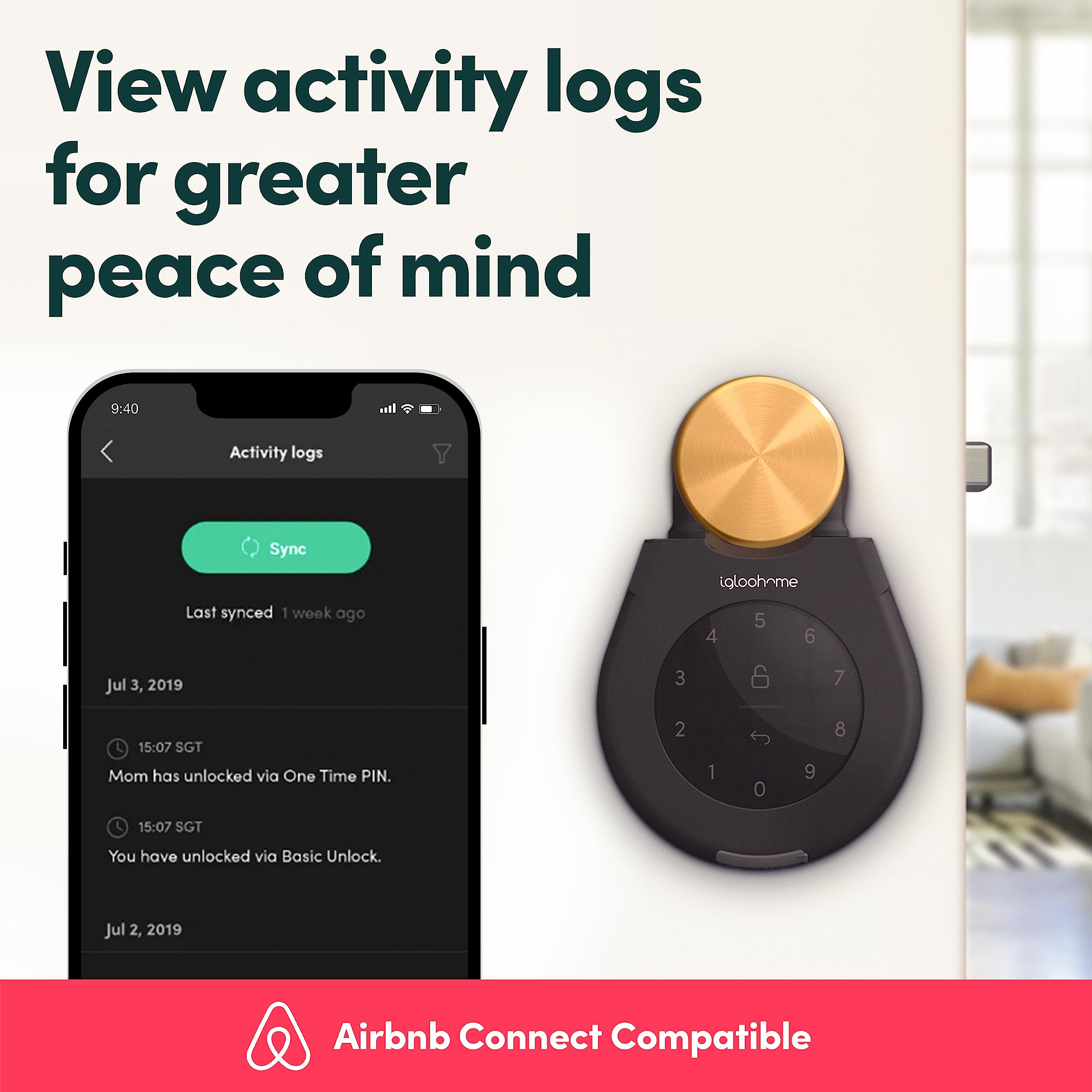 Smart Key Lock Box, Bluetooth Key & PIN Code Access, Airbnb Sync App Control