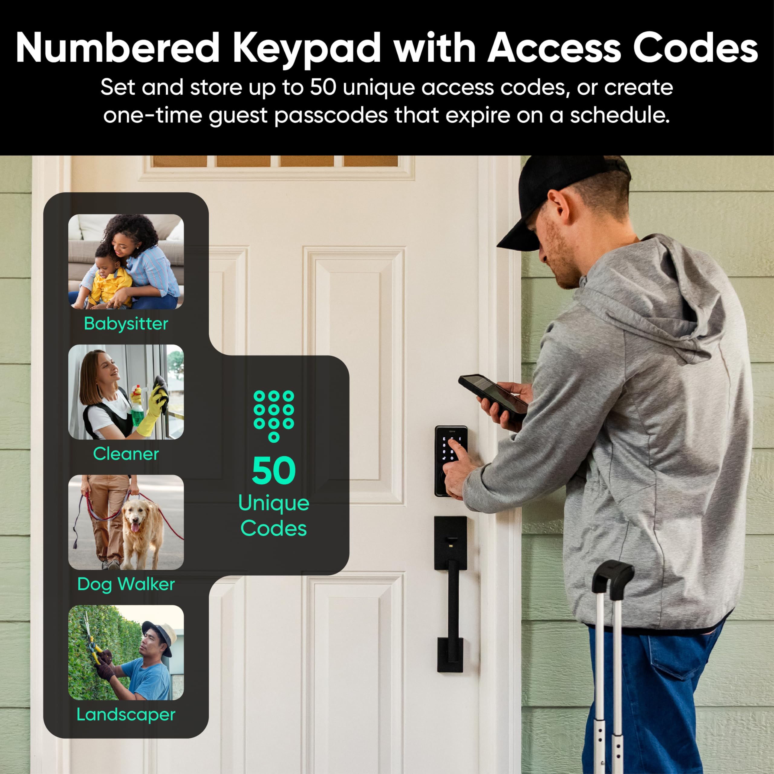 Palm Lock Fingerprint Smart Deadbolt, Keyless Entry WiFi Auto-Lock, AI Scanner App Control