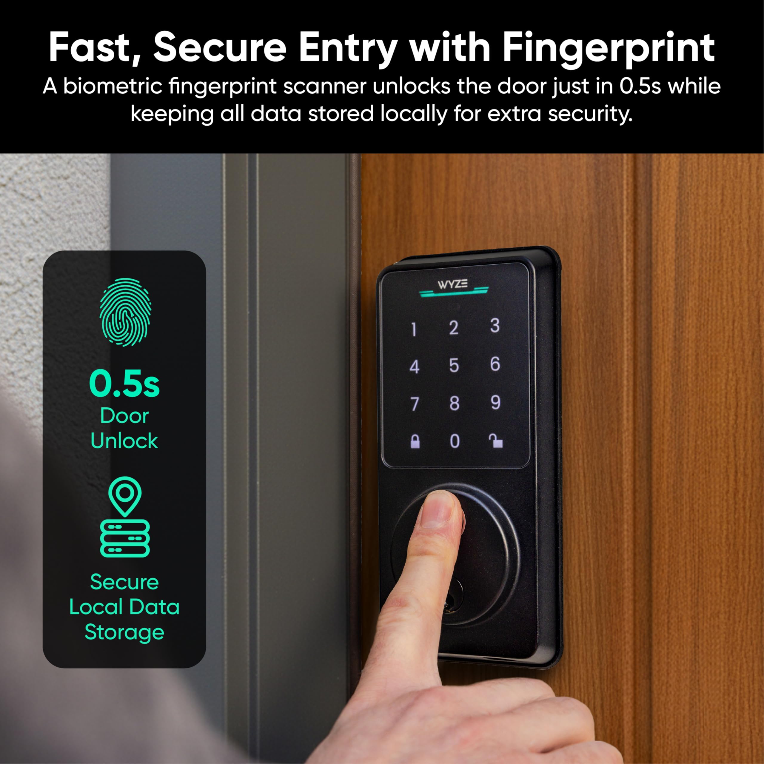 Palm Lock Fingerprint Smart Deadbolt, Keyless Entry WiFi Auto-Lock, AI Scanner App Control