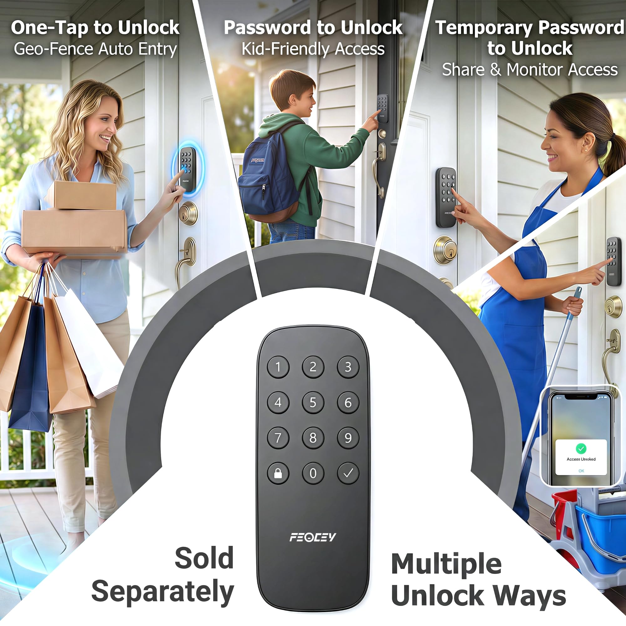 WiFi Retrofit Smart Deadbolt Lock (App & Keypad Control, Alexa Compatible)